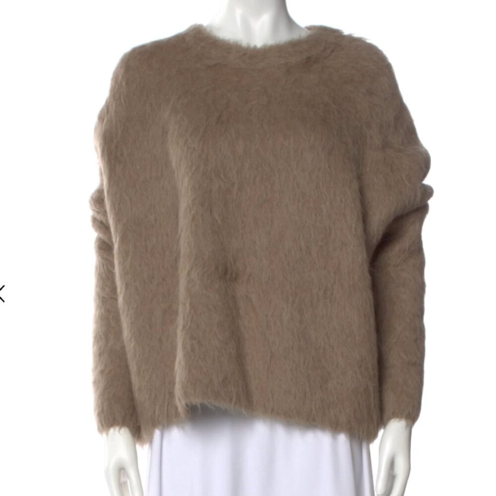 Toteme Boxy Alpaca Knit Sweater in Truffle Melange